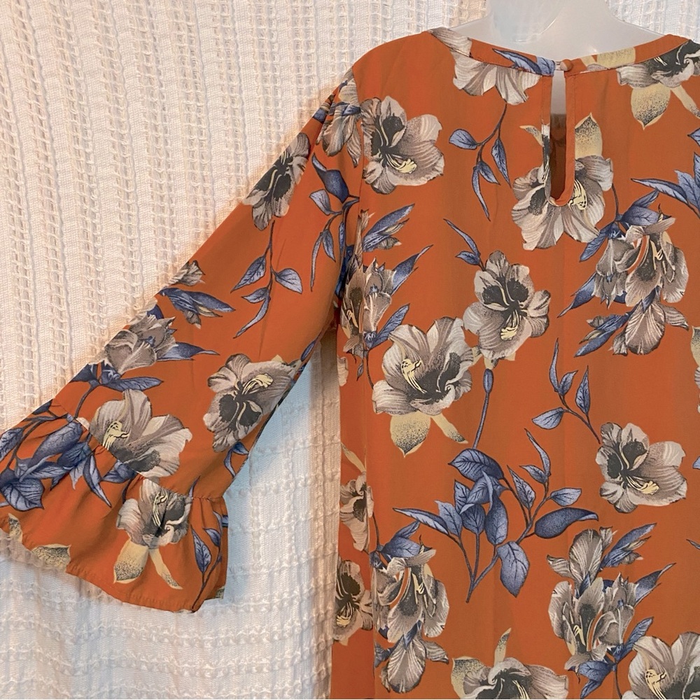 Crescent Burnt Orange Floral Dress, Size Small - Picture 4 of 5
